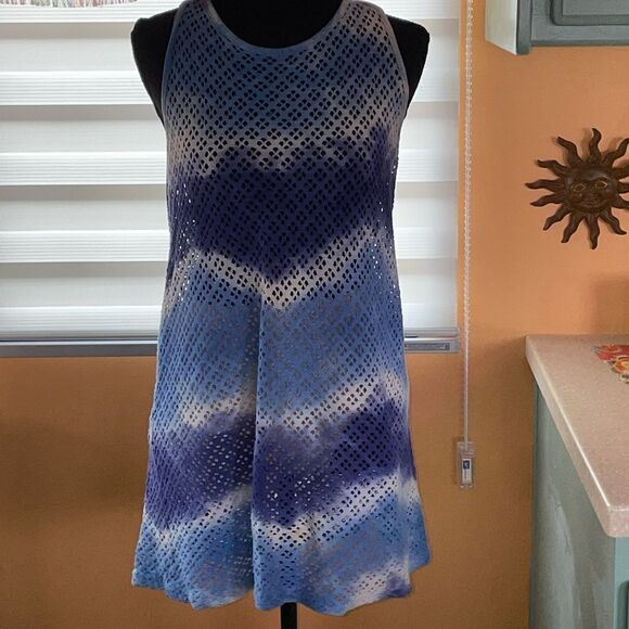 BEACH Cabana net style blues tie dye racer back size M - Picture 1 of 11